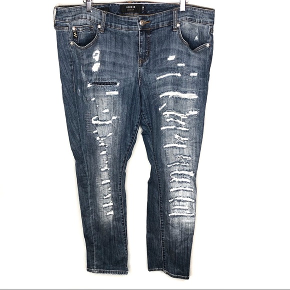 torrid Denim - Torrid boyfriend destroyed distressed blue jeans